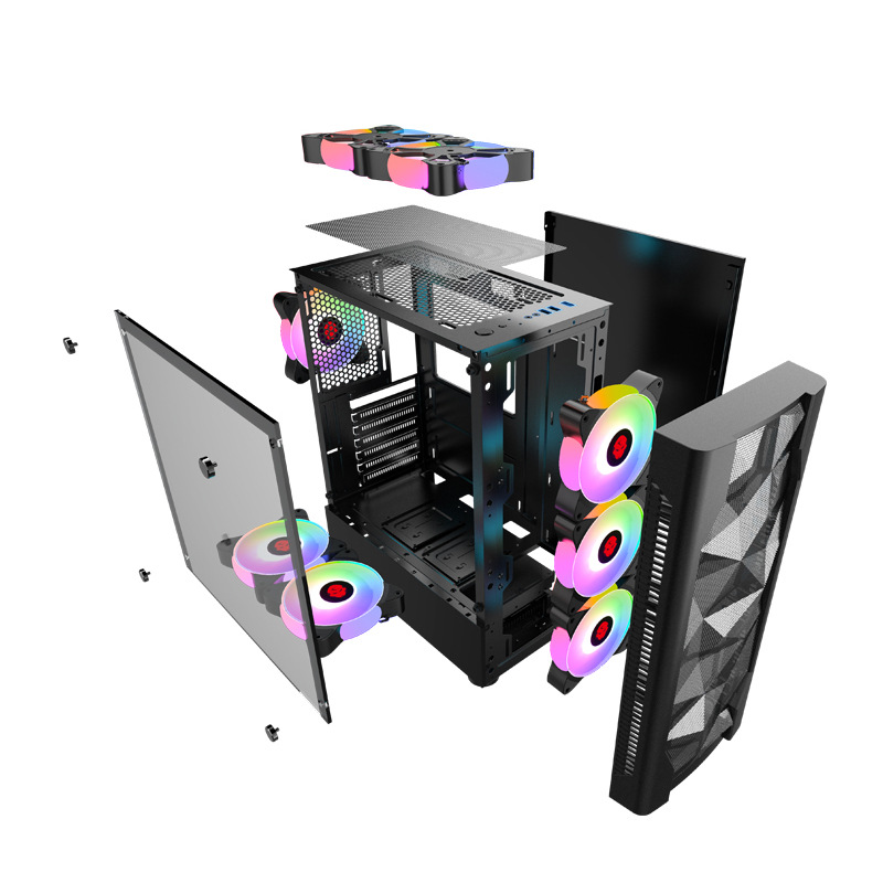 ゲーミングPCケース、強化ガラス製サイドパネル、デスクトップ - Esports Gaming Pc Build のレビューと価格